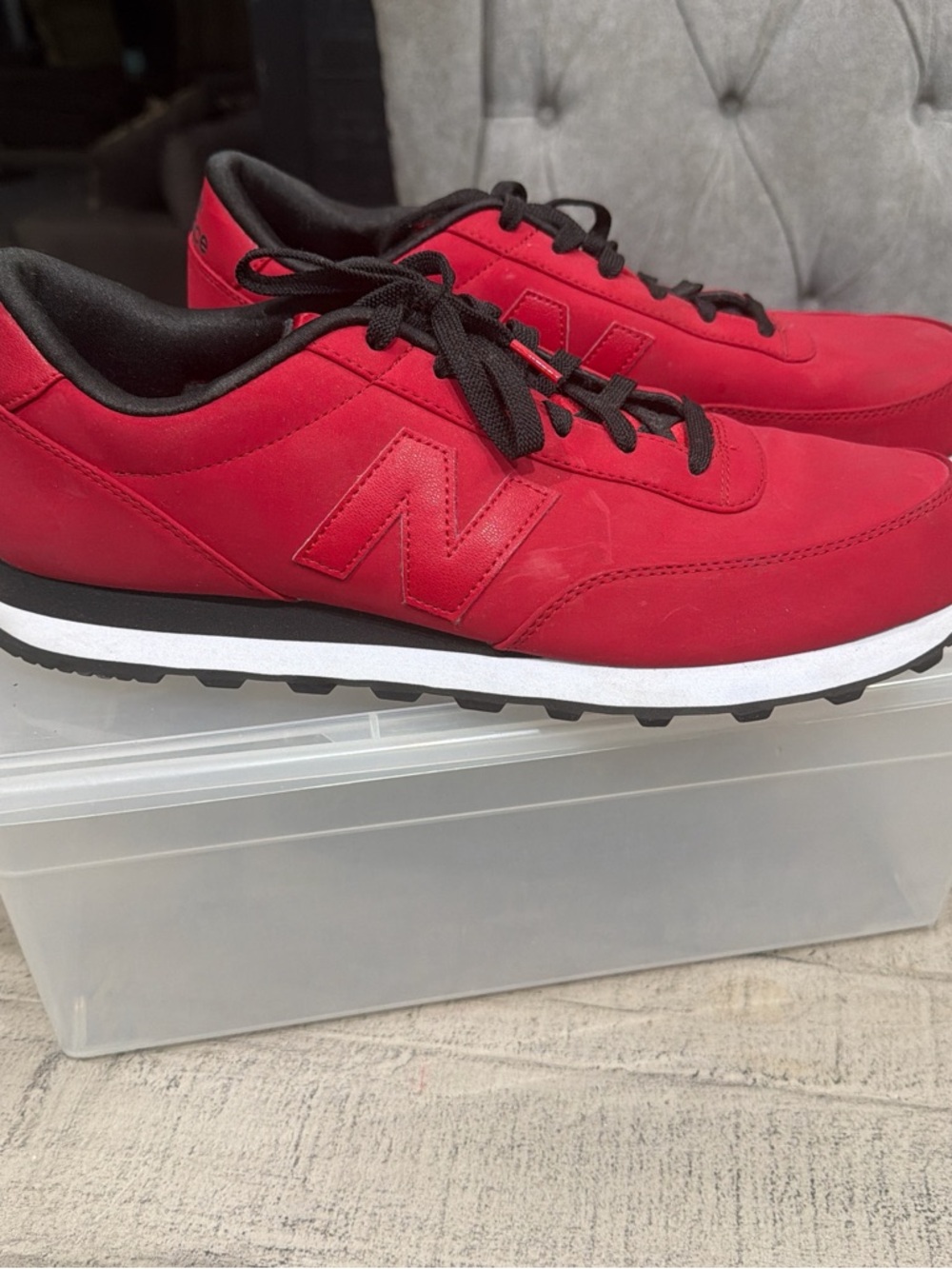 New Balance Men’s Red and Black Low-Profile Athletic Sneakers